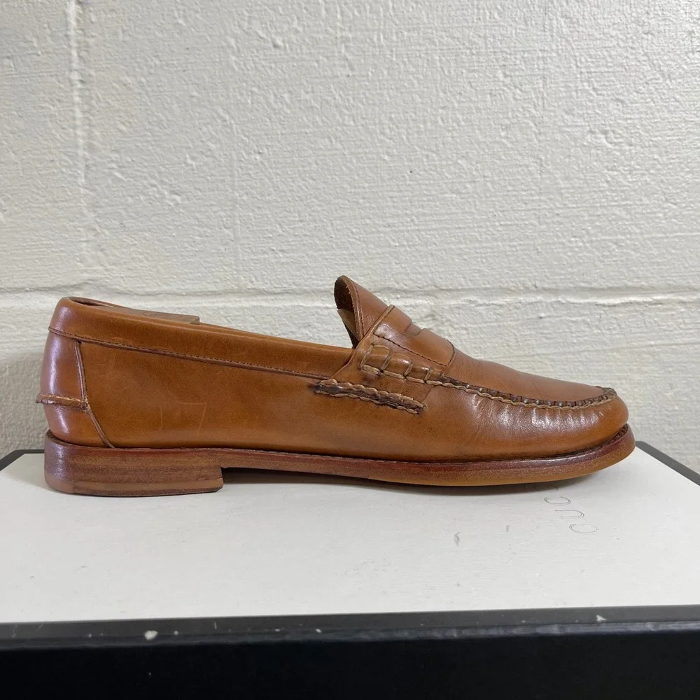 LL Bean Signature Brown Leather Penny Loafers Slip On Dress Shoes Men's 9.5 D